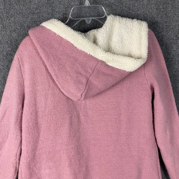 Twine and String Cardigan Women's Small Knit Pink Acrylic Blend Hooded S - Picture 8 of 8